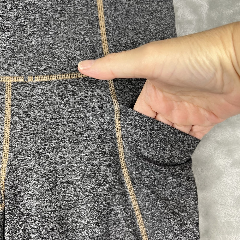 ATHLETA Gray Leggings Womens Size XSP Gold Stitching Pockets‎ Performance Yoga - Picture 3 of 13